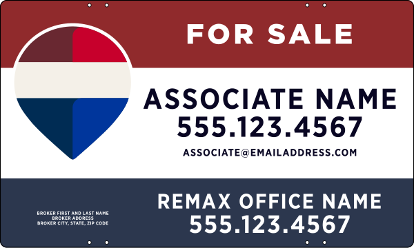 Associate Name w Broker Address Sign Panel, 18h x 30w, Steel